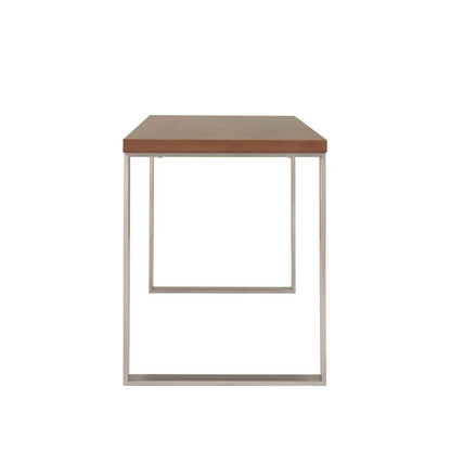 Euro Style - Dillon Desk in American Walnut Veneer with Brushed Stainless Steel Base - 09832WAL veiw 3