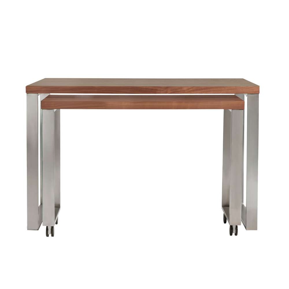 Euro Style - Dillon Desk in American Walnut Veneer with Brushed Stainless Steel Base - 09832WAL veiw 5