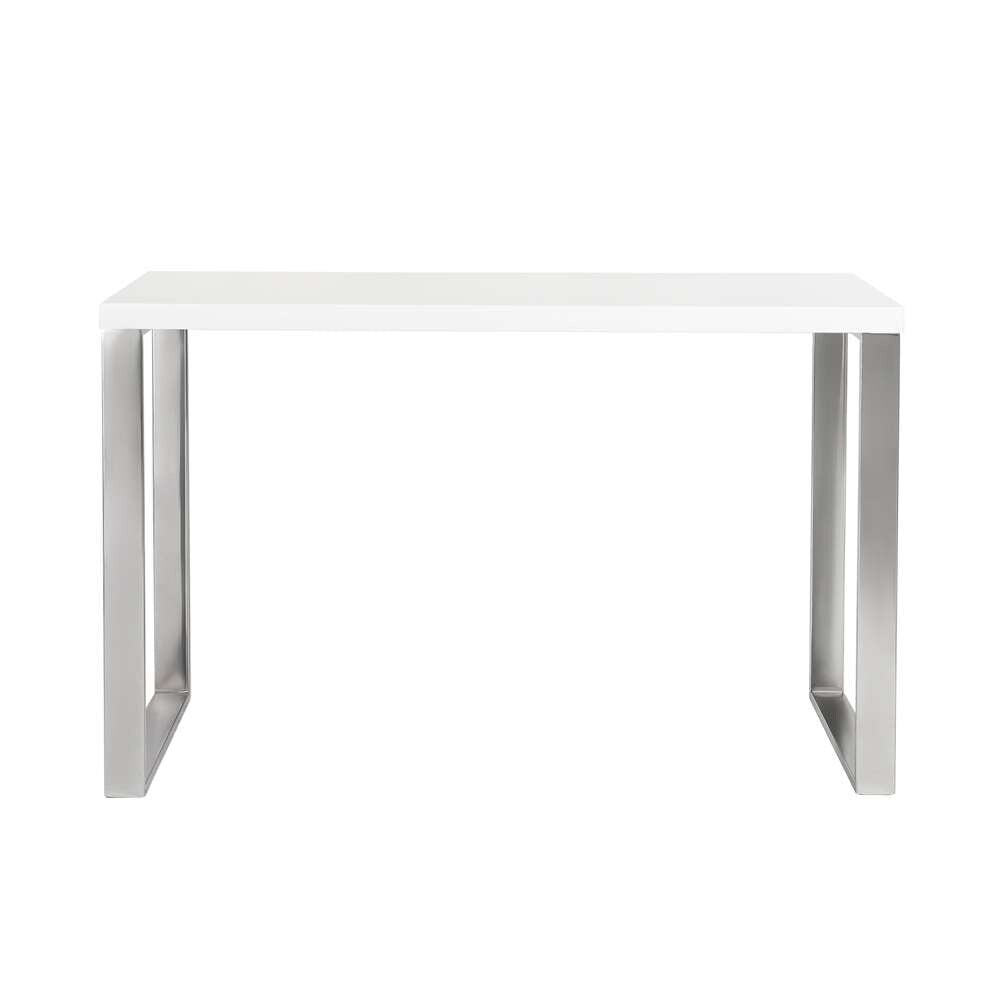 Euro Style - Dillon Desk in White with Polished Stainless Steel Base - 09815WHT veiw 1