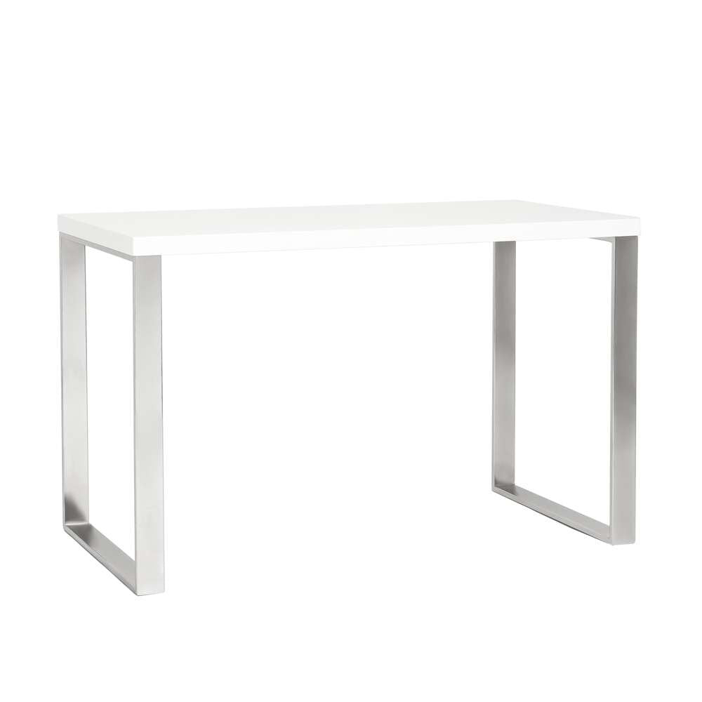 Euro Style - Dillon Desk in White with Polished Stainless Steel Base - 09815WHT veiw 2