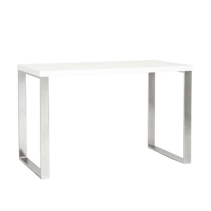 Euro Style - Dillon Desk in White with Polished Stainless Steel Base - 09815WHT veiw 2