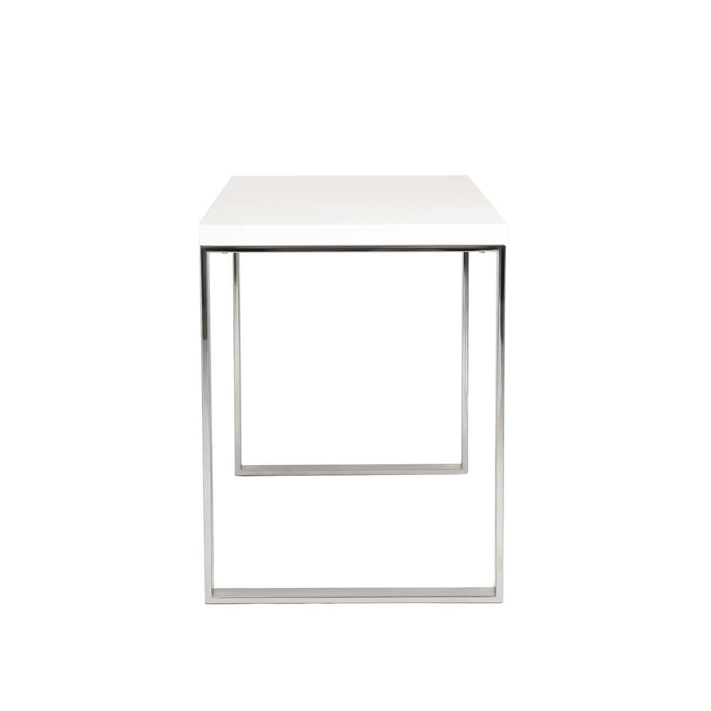 Euro Style - Dillon Desk in White with Polished Stainless Steel Base - 09815WHT veiw 3