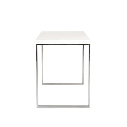 Euro Style - Dillon Desk in White with Polished Stainless Steel Base - 09815WHT veiw 3