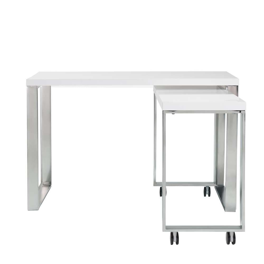Euro Style - Dillon Desk in White with Polished Stainless Steel Base - 09815WHT veiw 4