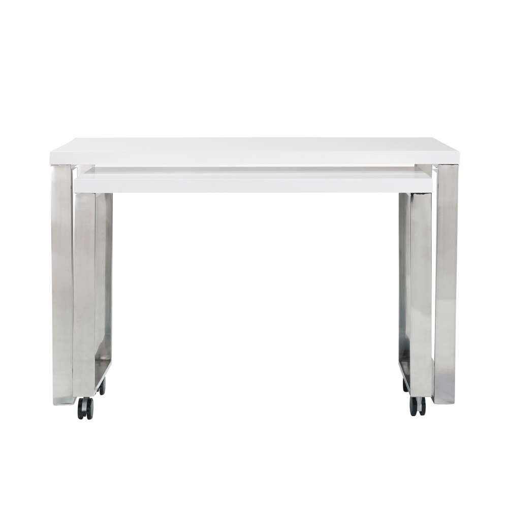 Euro Style - Dillon Desk in White with Polished Stainless Steel Base - 09815WHT veiw 5