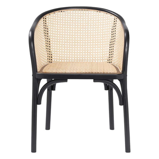 Euro Style - Elsy Armchair in Black with Natural Rattan Seat - 08190BLK-MP1 veiw 1