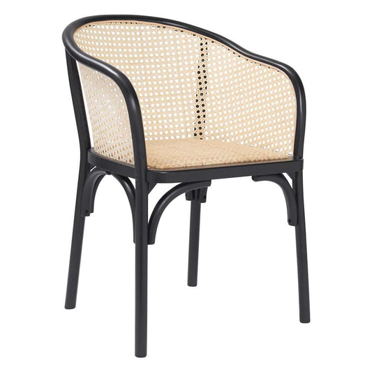 Euro Style - Elsy Armchair in Black with Natural Rattan Seat - 08190BLK-MP1 veiw 2