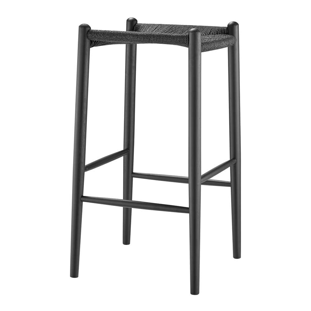 Euro Style - Evelina Bar Stool without Backrest with Black Frame and Rush Seat Set of 1 - 39214-BLK veiw 3