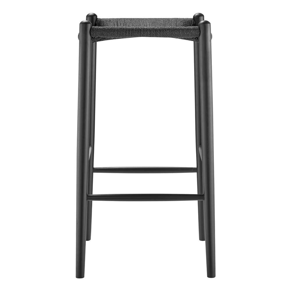 Euro Style - Evelina Bar Stool without Backrest with Black Frame and Rush Seat Set of 1 - 39214-BLK veiw 4