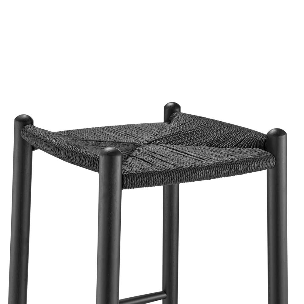 Euro Style - Evelina Bar Stool without Backrest with Black Frame and Rush Seat Set of 1 - 39214-BLK veiw 5
