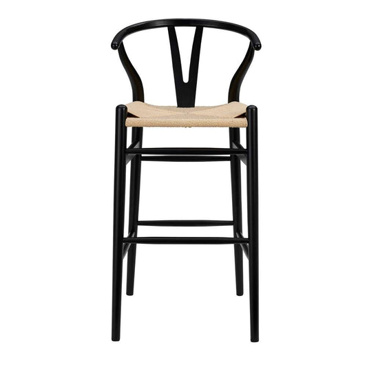 Euro Style - Evelina-B Bar Stool in Black Frame and Natural Seat - 08165BLK veiw 1