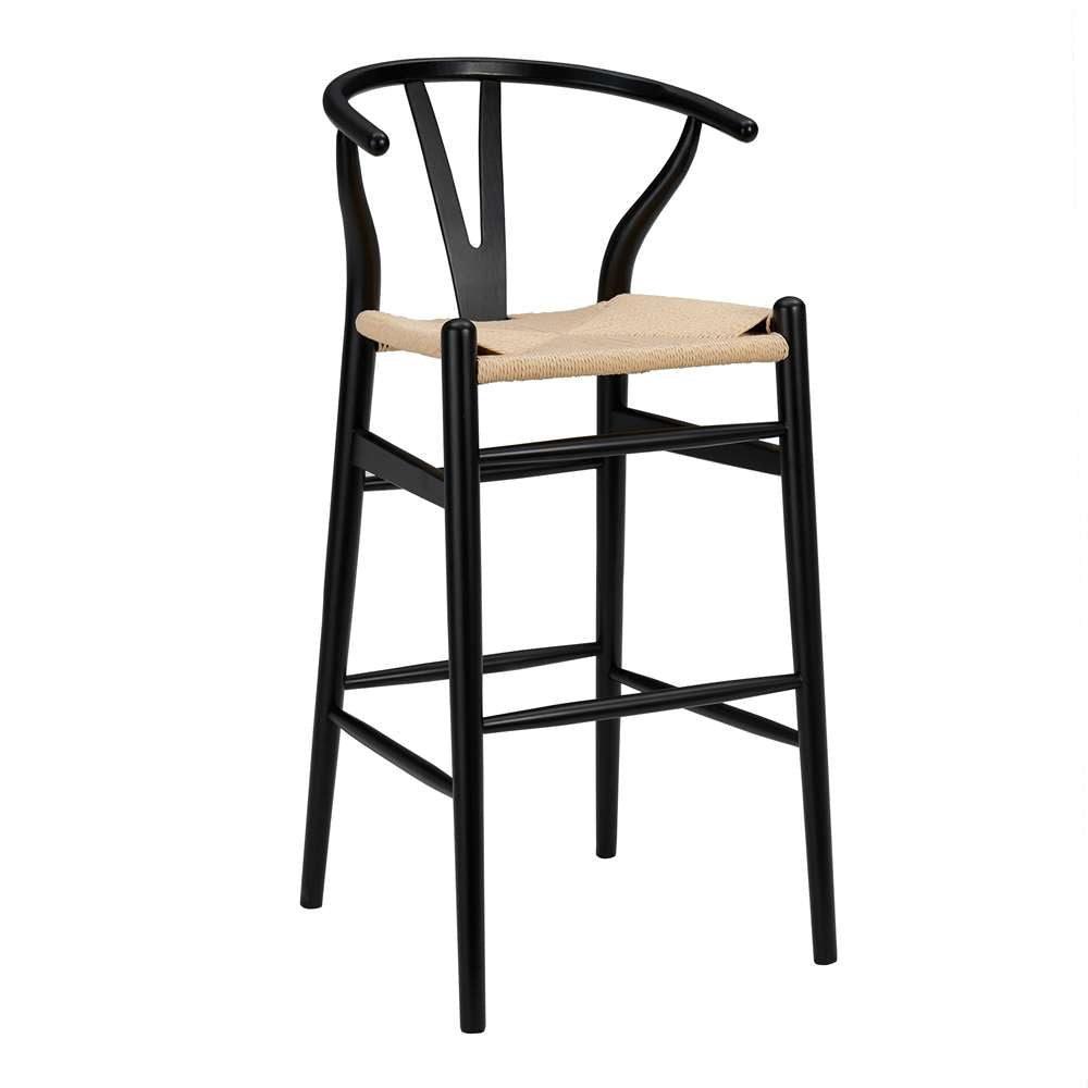 Euro Style - Evelina-B Bar Stool in Black Frame and Natural Seat - 08165BLK veiw 2