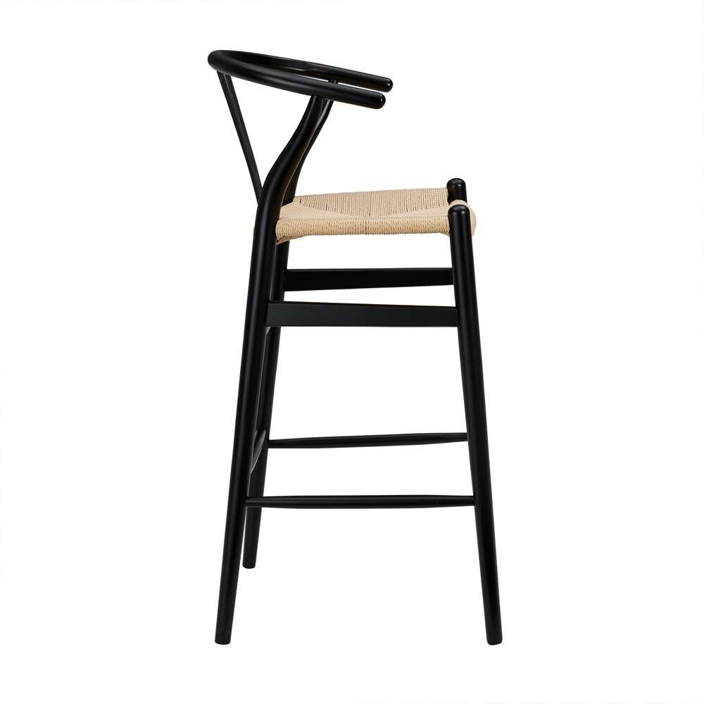 Euro Style - Evelina-B Bar Stool in Black Frame and Natural Seat - 08165BLK veiw 3
