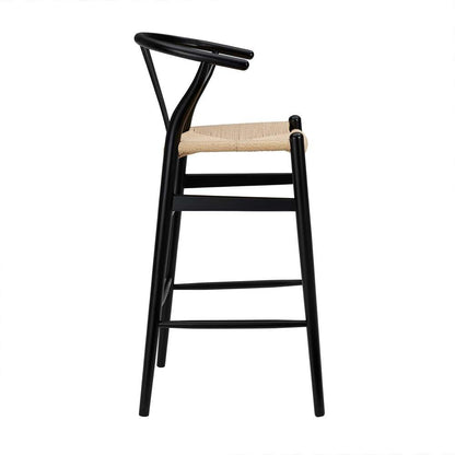 Euro Style - Evelina-B Bar Stool in Black Frame and Natural Seat - 08165BLK veiw 3