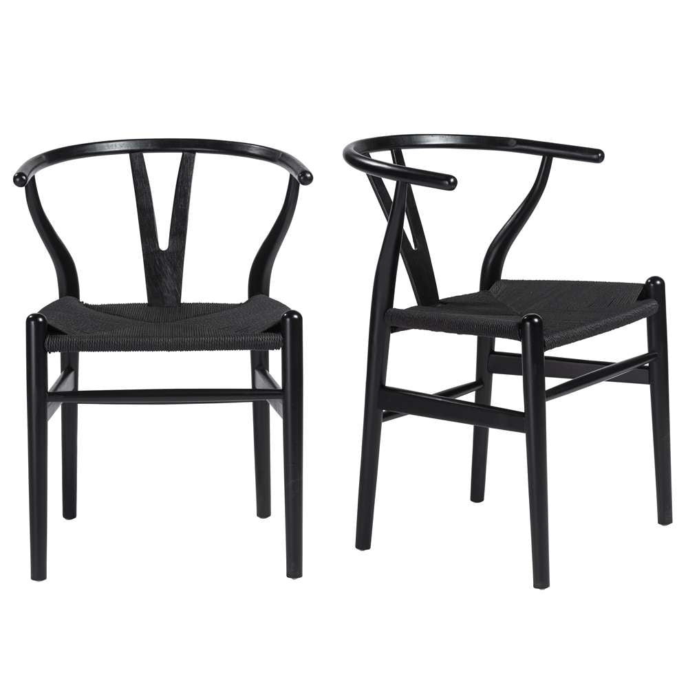 Euro Style - Evelina Side Chair with Black Stained Framed and Black Rush Seat (Set of 2) - 08162BLK veiw 8