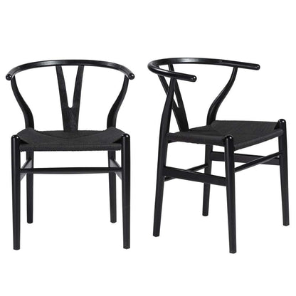 Euro Style - Evelina Side Chair with Black Stained Framed and Black Rush Seat (Set of 2) - 08162BLK veiw 8
