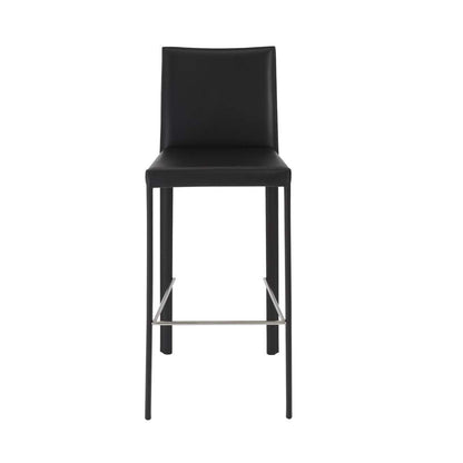 Euro Style - Hasina Bar Stool in Black with Polished Stainless Steel Legs (Set of 2) - 38625BLK veiw 1