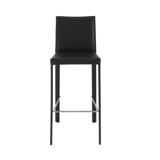 Euro Style - Hasina Bar Stool in Black with Polished Stainless Steel Legs (Set of 2) - 38625BLK veiw 1