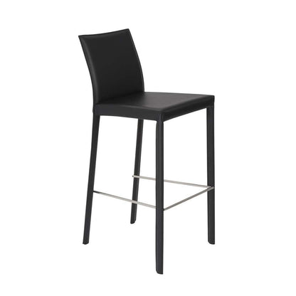 Euro Style - Hasina Bar Stool in Black with Polished Stainless Steel Legs (Set of 2) - 38625BLK veiw 2
