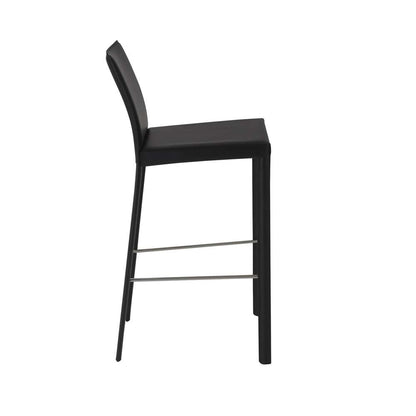 Euro Style - Hasina Bar Stool in Black with Polished Stainless Steel Legs (Set of 2) - 38625BLK veiw 3