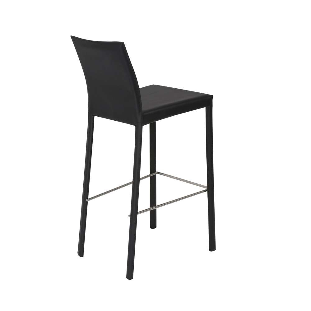 Euro Style - Hasina Bar Stool in Black with Polished Stainless Steel Legs (Set of 2) - 38625BLK veiw 4