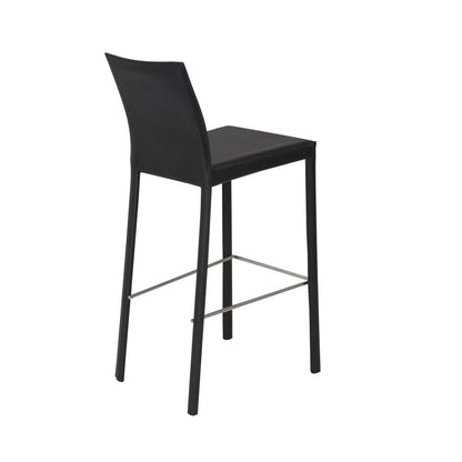 Euro Style - Hasina Bar Stool in Black with Polished Stainless Steel Legs (Set of 2) - 38625BLK veiw 4