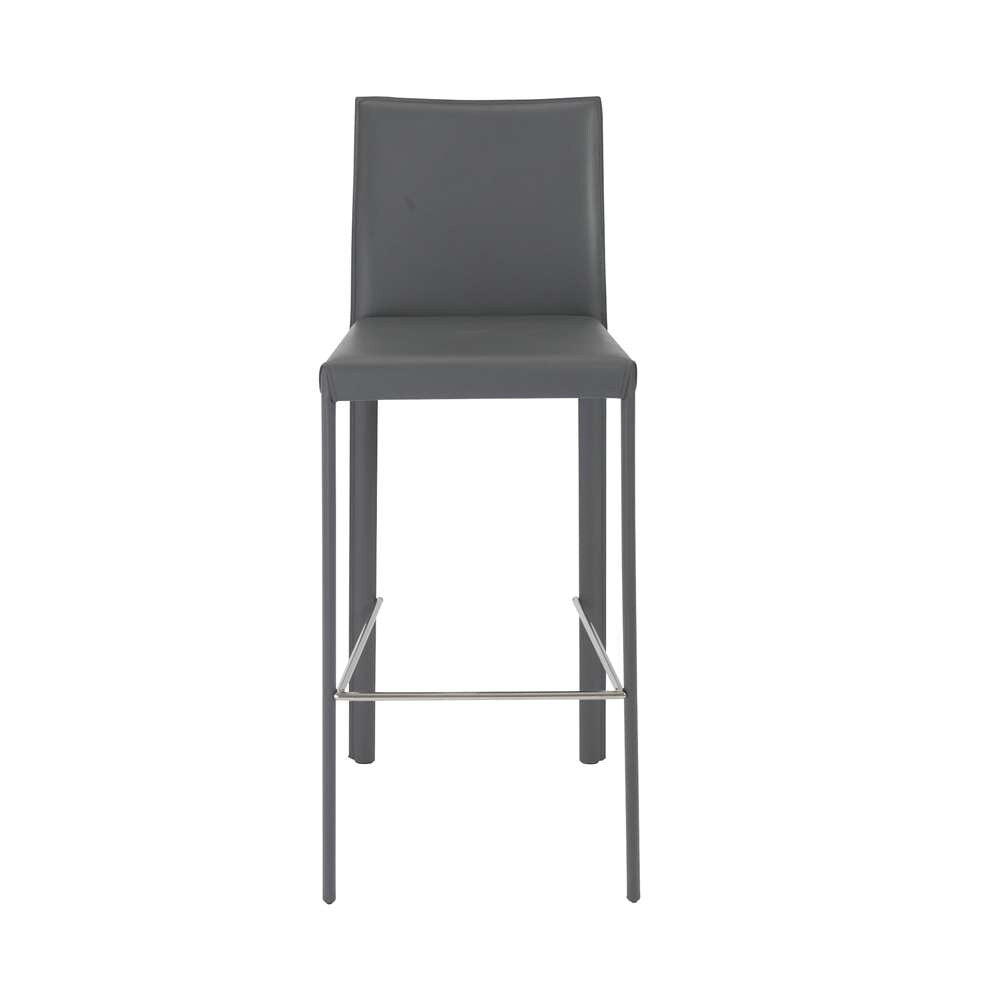 Euro Style - Hasina Bar Stool in Gray with Polished Stainless Steel Legs (Set of 2) - 38625GRY veiw 1