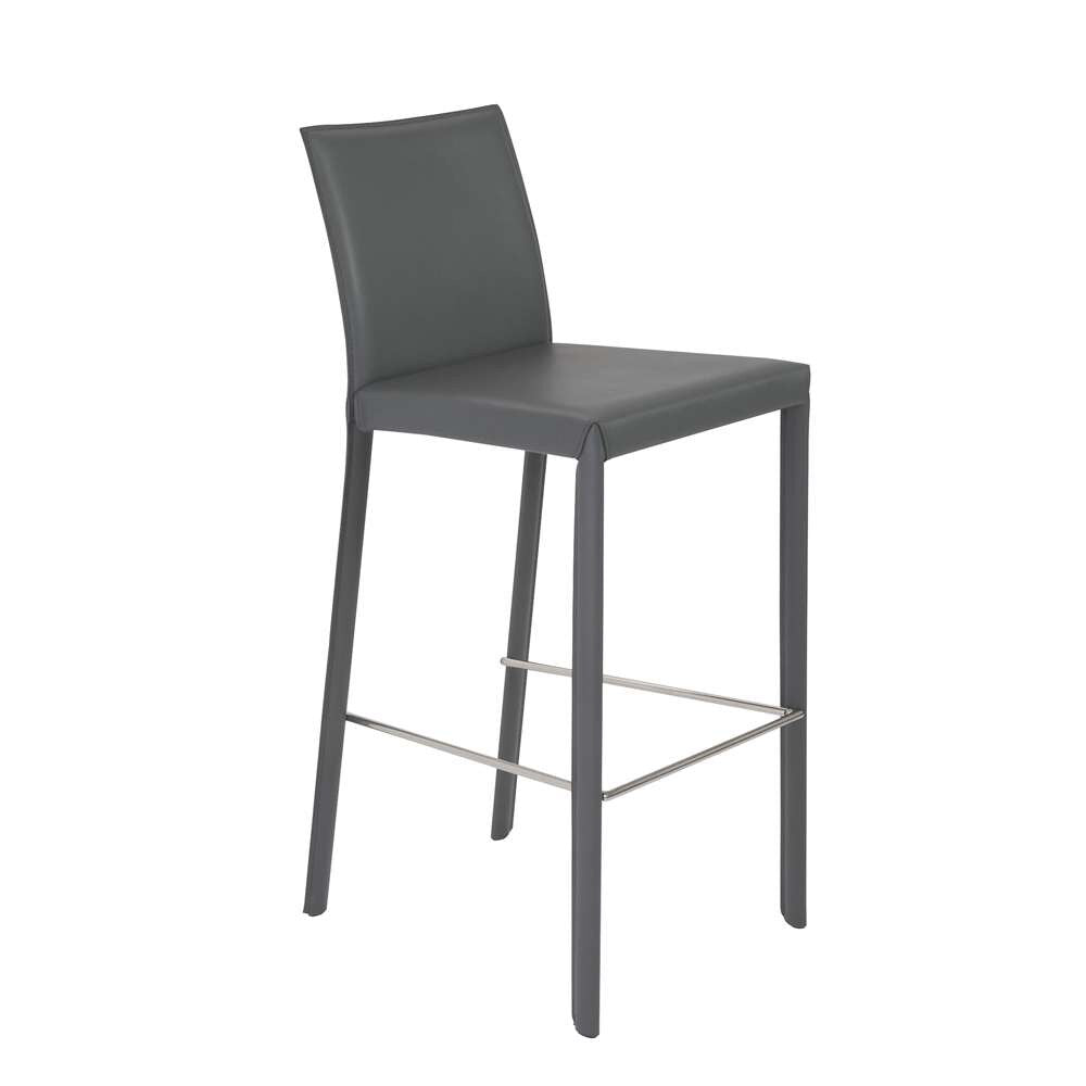 Euro Style - Hasina Bar Stool in Gray with Polished Stainless Steel Legs (Set of 2) - 38625GRY veiw 2