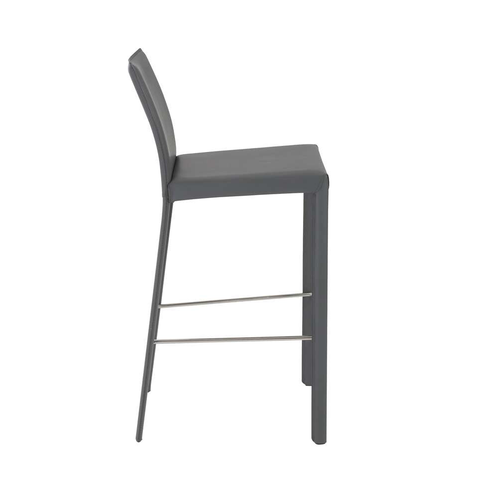 Euro Style - Hasina Bar Stool in Gray with Polished Stainless Steel Legs (Set of 2) - 38625GRY veiw 3