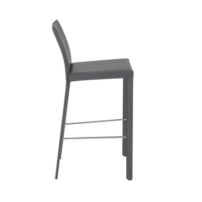 Euro Style - Hasina Bar Stool in Gray with Polished Stainless Steel Legs (Set of 2) - 38625GRY veiw 3