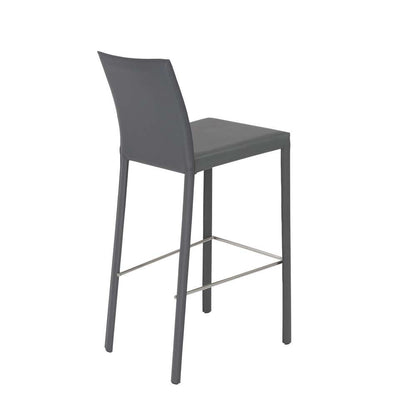 Euro Style - Hasina Bar Stool in Gray with Polished Stainless Steel Legs (Set of 2) - 38625GRY veiw 4