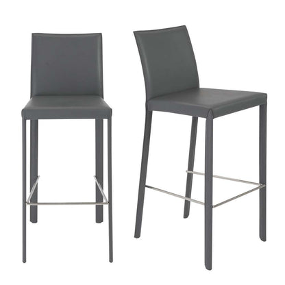Euro Style - Hasina Bar Stool in Gray with Polished Stainless Steel Legs (Set of 2) - 38625GRY veiw 5
