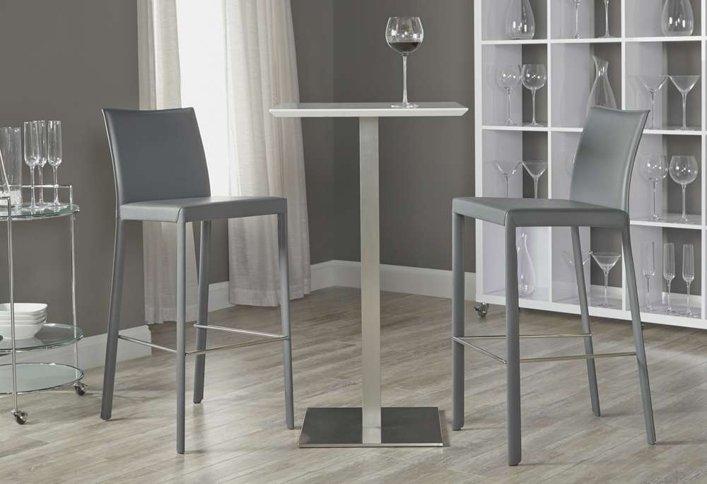 Euro Style - Hasina Bar Stool in Gray with Polished Stainless Steel Legs (Set of 2) - 38625GRY veiw 7