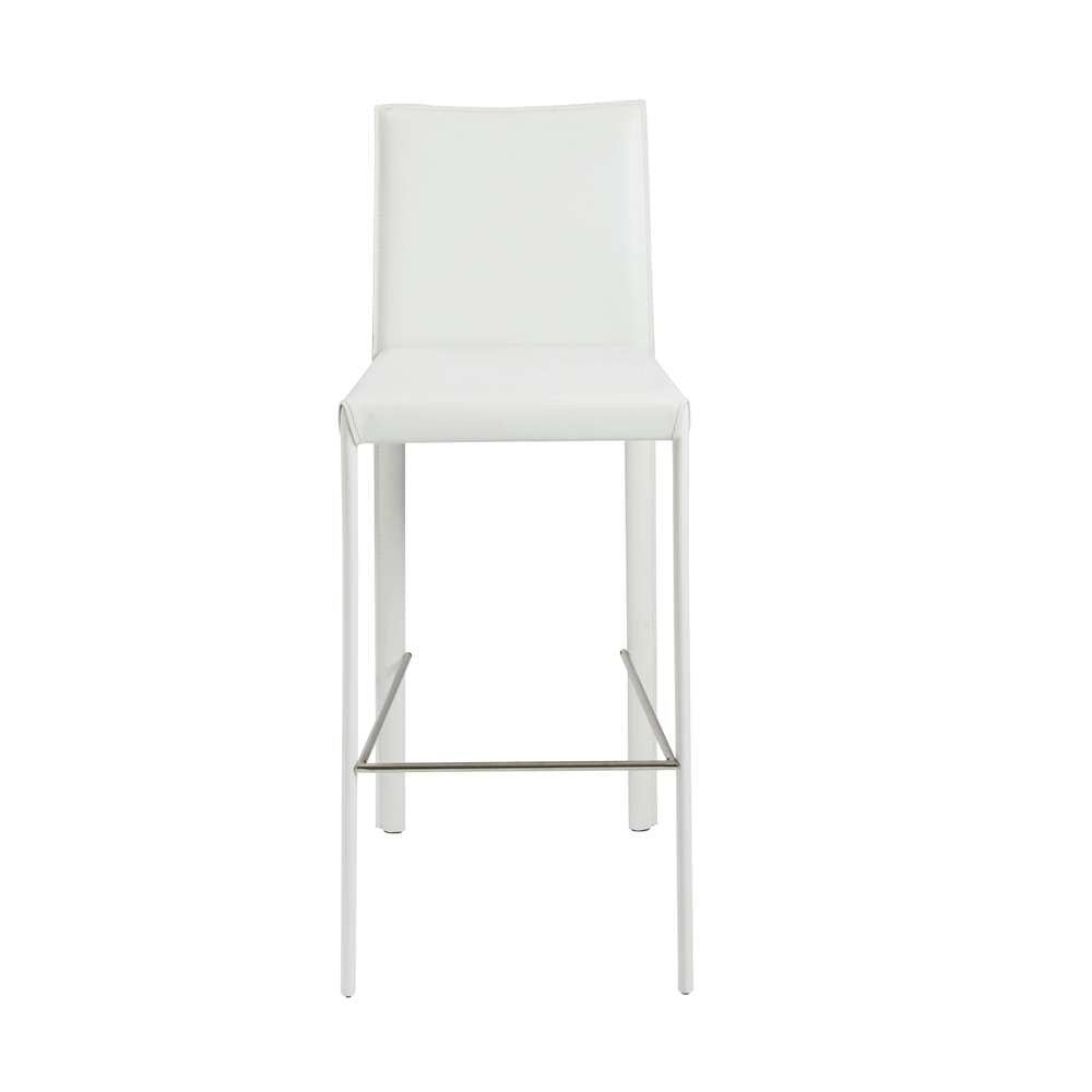 Euro Style - Hasina Bar Stool in White with Polished Stainless Steel Footrest (Set of 2) - 38625WHT veiw 1