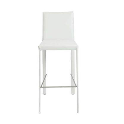 Euro Style - Hasina Bar Stool in White with Polished Stainless Steel Footrest (Set of 2) - 38625WHT veiw 1