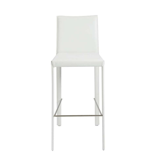 Euro Style - Hasina Bar Stool in White with Polished Stainless Steel Footrest (Set of 2) - 38625WHT veiw 1