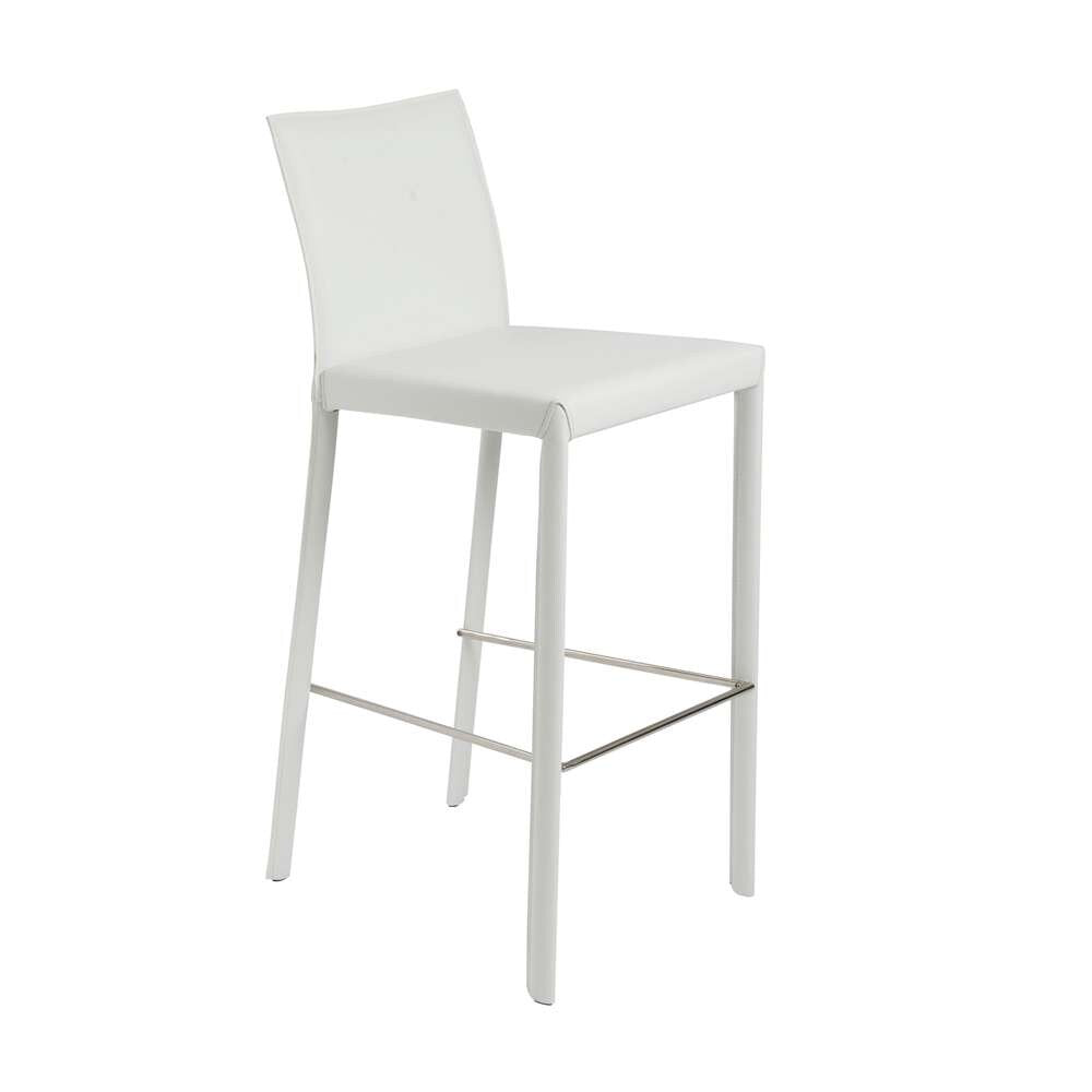 Euro Style - Hasina Bar Stool in White with Polished Stainless Steel Footrest (Set of 2) - 38625WHT veiw 2