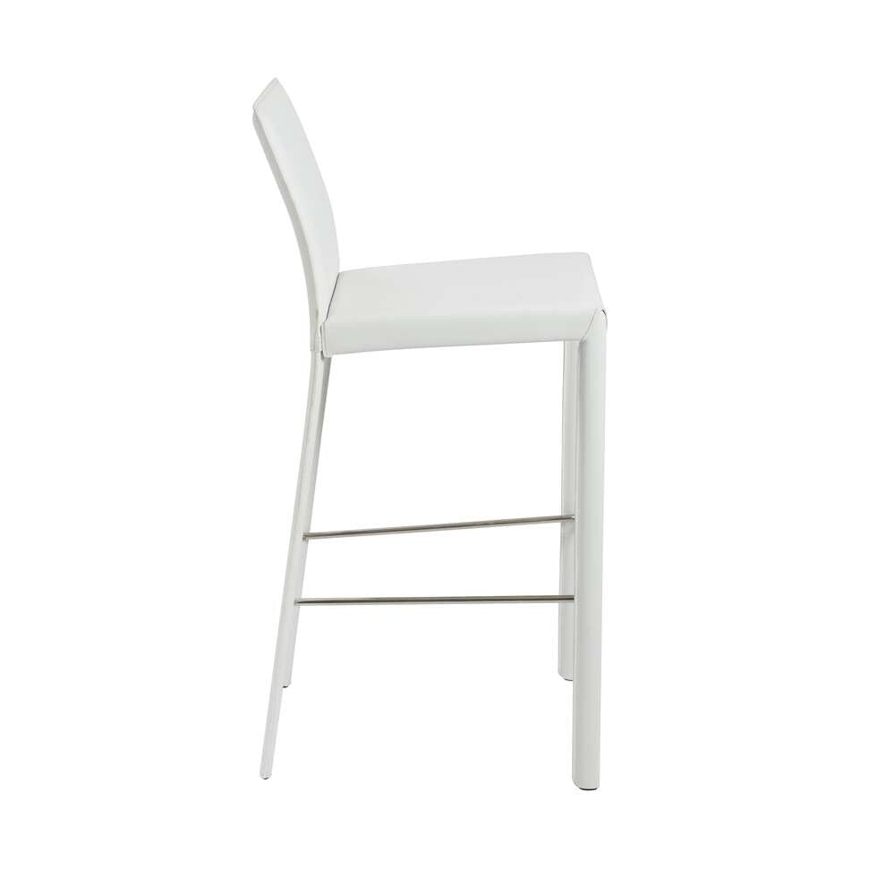 Euro Style - Hasina Bar Stool in White with Polished Stainless Steel Footrest (Set of 2) - 38625WHT veiw 3