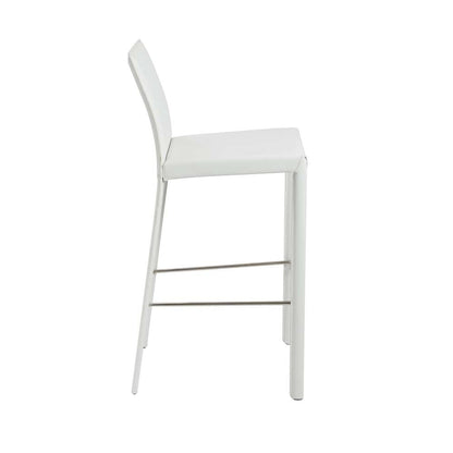 Euro Style - Hasina Bar Stool in White with Polished Stainless Steel Footrest (Set of 2) - 38625WHT veiw 3