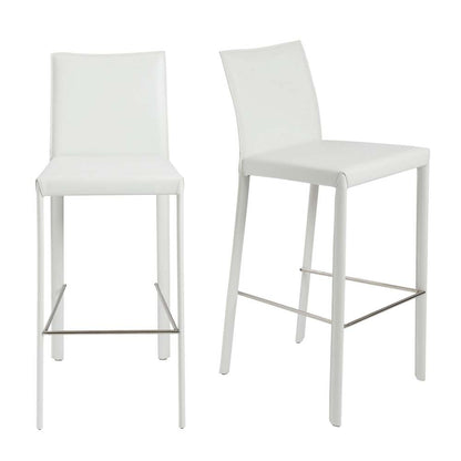 Euro Style - Hasina Bar Stool in White with Polished Stainless Steel Footrest (Set of 2) - 38625WHT veiw 5