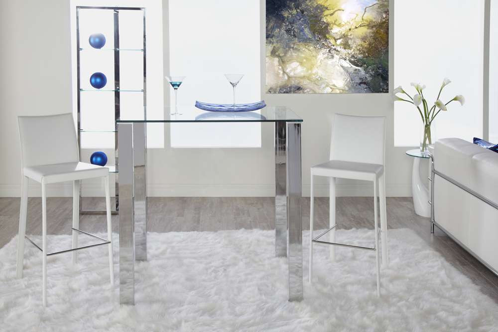Euro Style - Hasina Bar Stool in White with Polished Stainless Steel Footrest (Set of 2) - 38625WHT veiw 6