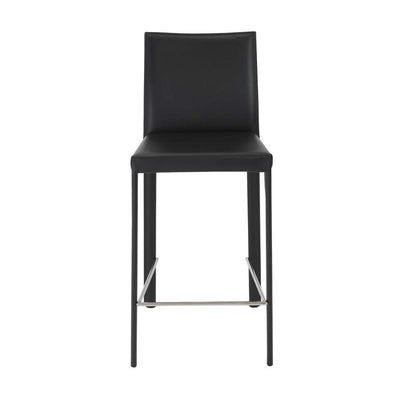 Euro Style - Hasina Counter Stool in Black with Polished Stainless Steel Legs (Set of 2) - 38626BLK veiw 1