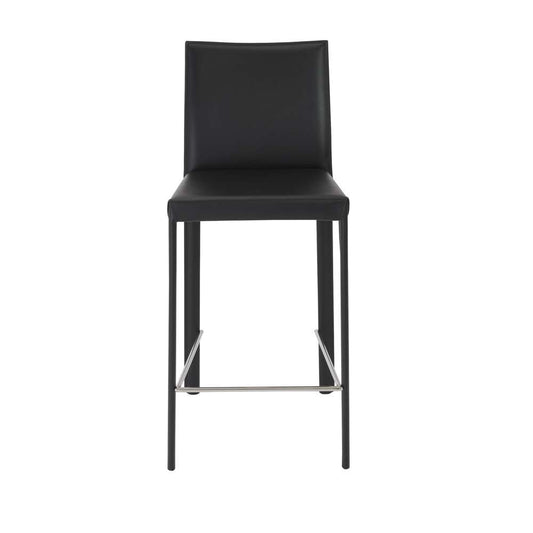Euro Style - Hasina Counter Stool in Black with Polished Stainless Steel Legs (Set of 2) - 38626BLK veiw 1