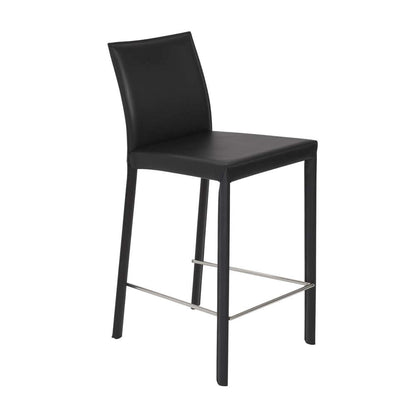 Euro Style - Hasina Counter Stool in Black with Polished Stainless Steel Legs (Set of 2) - 38626BLK veiw 2