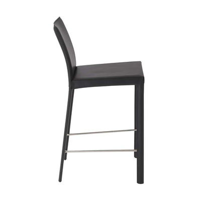 Euro Style - Hasina Counter Stool in Black with Polished Stainless Steel Legs (Set of 2) - 38626BLK veiw 3