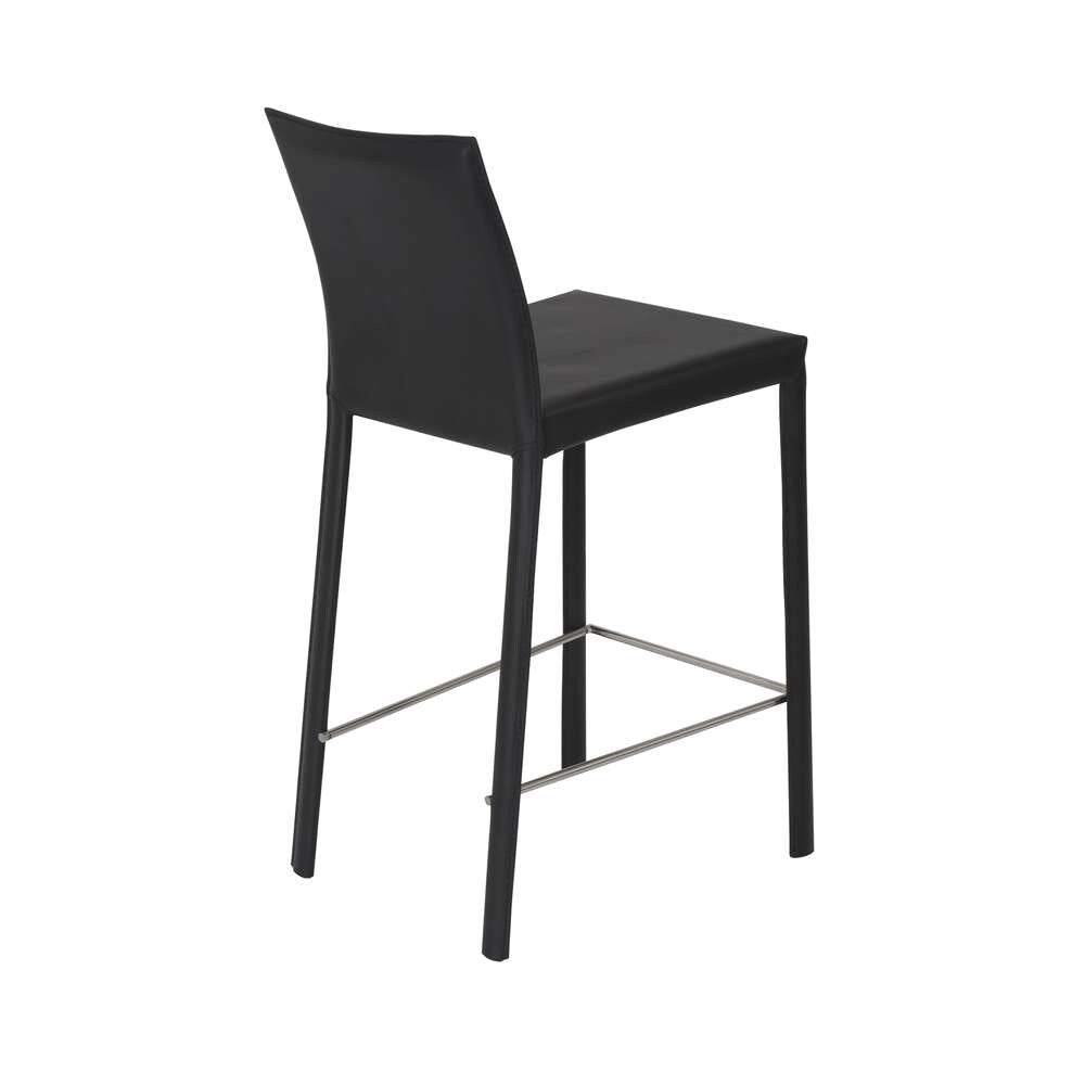 Euro Style - Hasina Counter Stool in Black with Polished Stainless Steel Legs (Set of 2) - 38626BLK veiw 4