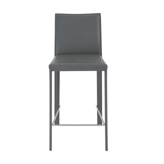 Euro Style - Hasina Counter Stool in Gray with Polished Stainless Steel Legs (Set of 2) - 38626GRY veiw 1