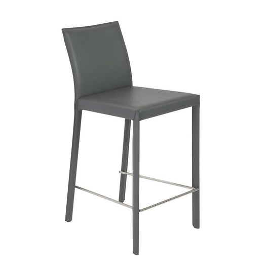 Euro Style - Hasina Counter Stool in Gray with Polished Stainless Steel Legs (Set of 2) - 38626GRY veiw 2
