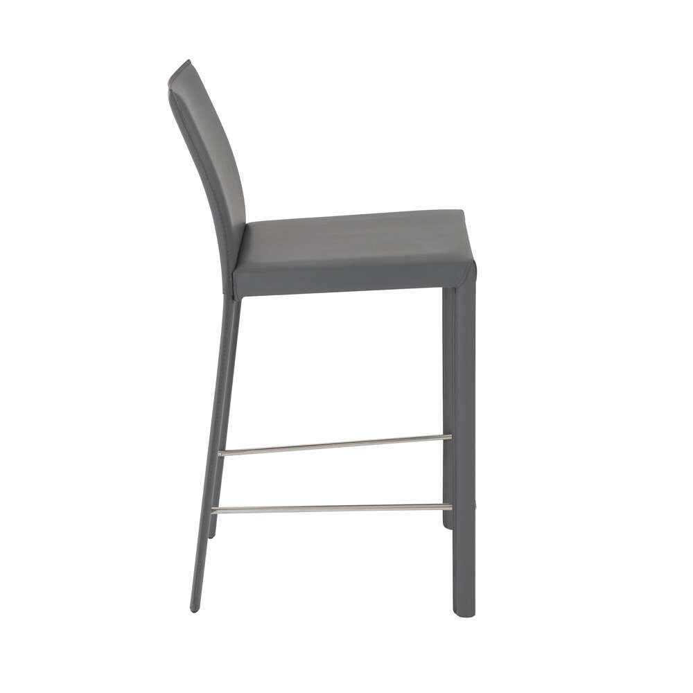 Euro Style - Hasina Counter Stool in Gray with Polished Stainless Steel Legs (Set of 2) - 38626GRY veiw 3