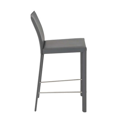 Euro Style - Hasina Counter Stool in Gray with Polished Stainless Steel Legs (Set of 2) - 38626GRY veiw 3